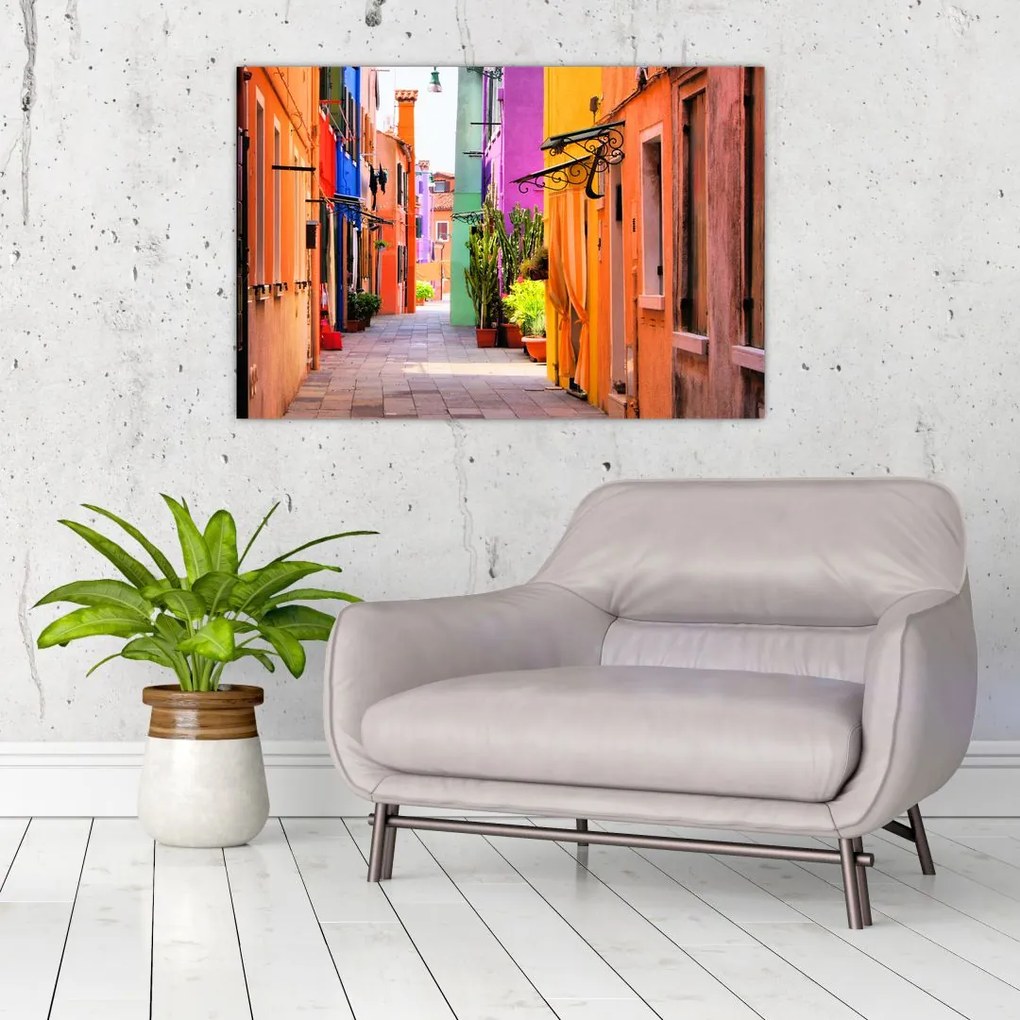 Tablou cu străduță colorata italiană (90x60 cm)