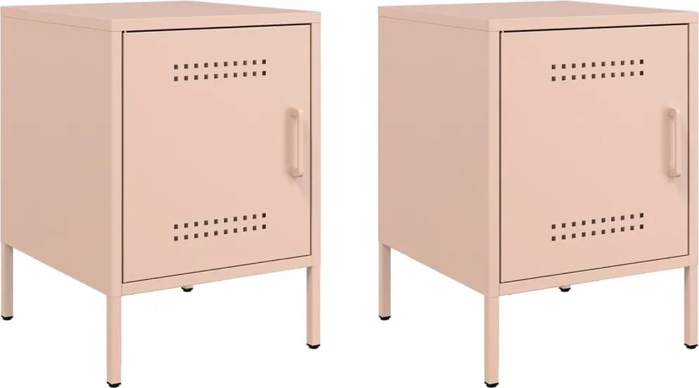 vidaXL Noptiere, roz, 2 buc., 36x39x50,5 cm, oțel