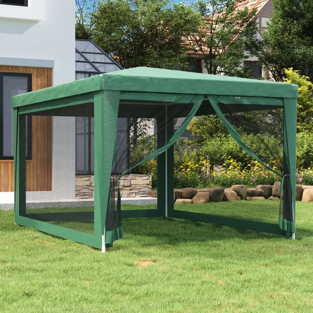 319233 vidaXL Cort de petrecere cu 4 pereți din plasă, verde, 3x4 m, HDPE