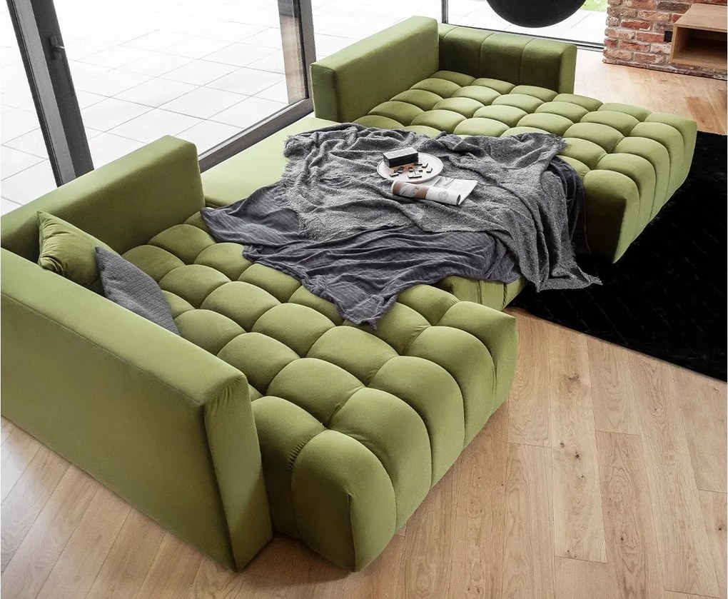 Colțar lemn masiv Formă U Extensibil Bonnie 350x170cm Personalizabil - Flores 05, Dreapta