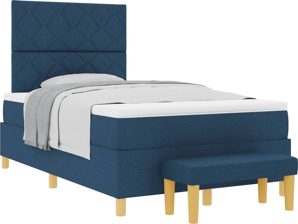 vidaXL Pat cu arcuri cu saltea albastru 120 x 190 cm țesătură