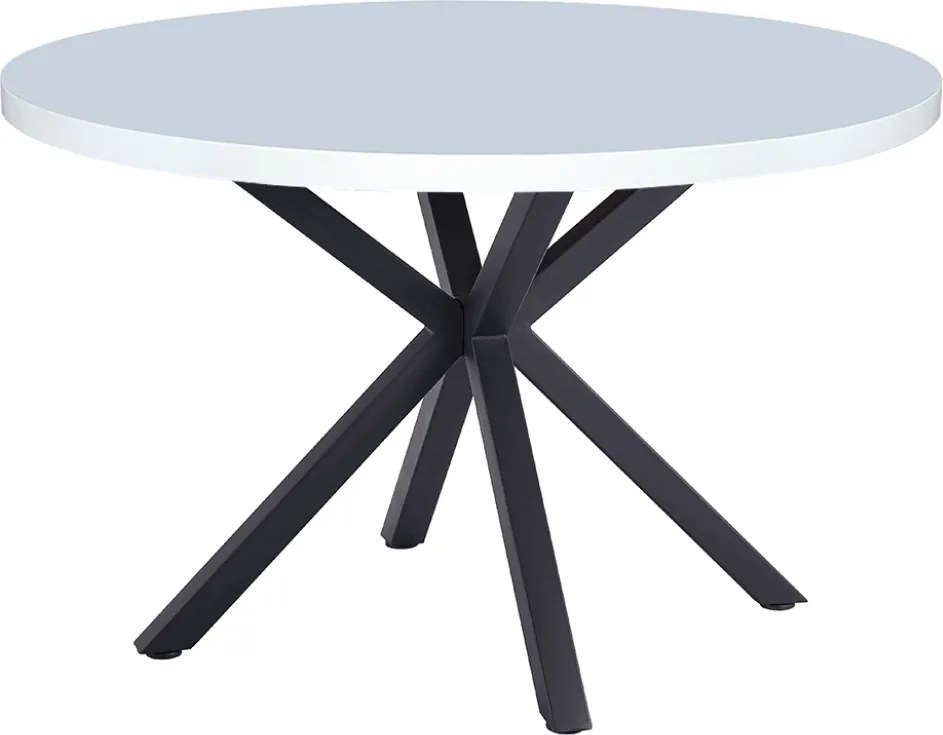 Masă de sufragerie, alb mat/ negru, diametru 120 cm, MEDOR