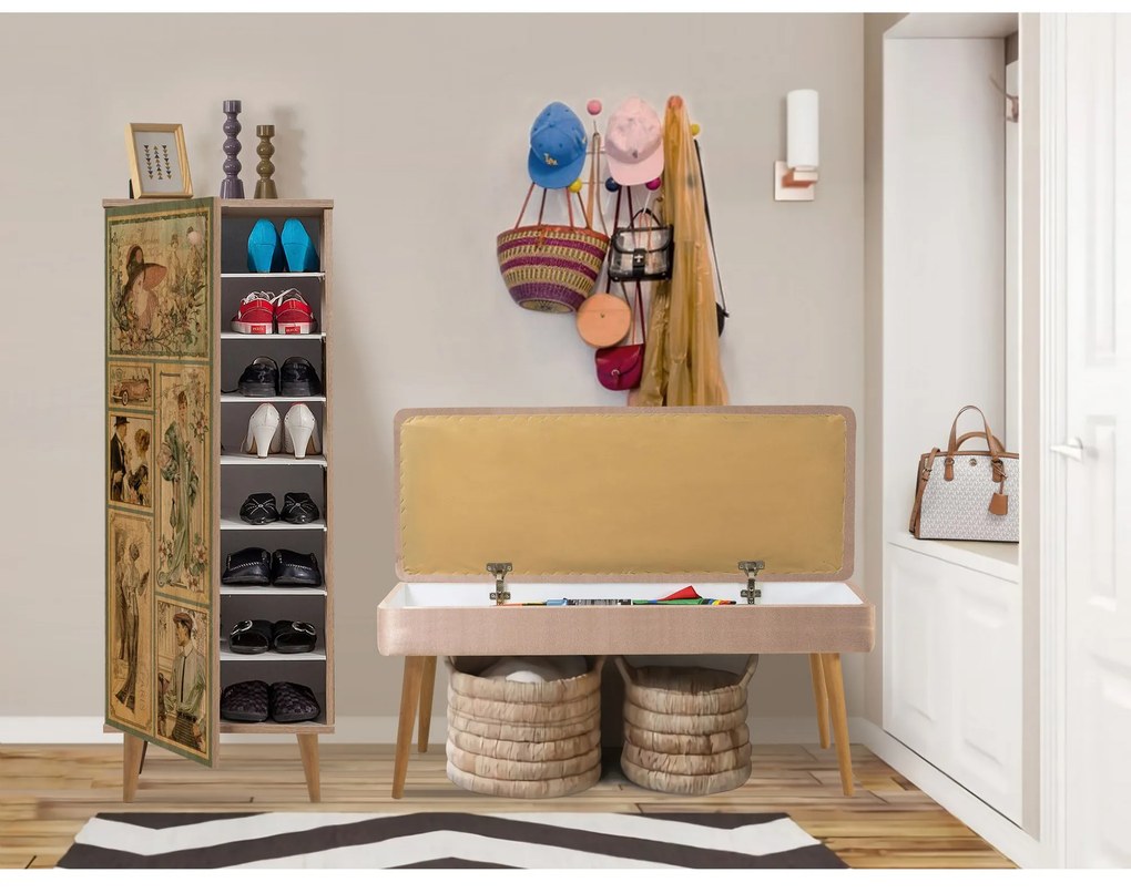 Mobilier pentru hol Feliz 732 (Stejar sonoma + Piatră). 1089416