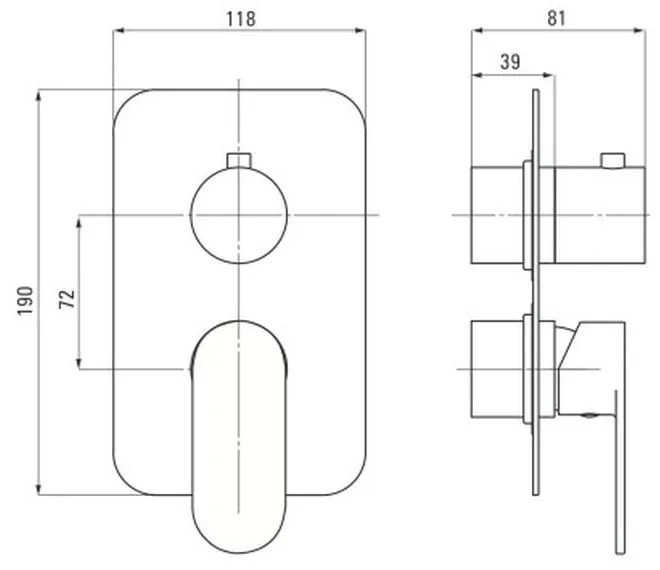 Baterie dus Deante Alpinia 2 incastrata pentru corp ingropat, negru mat Negru mat