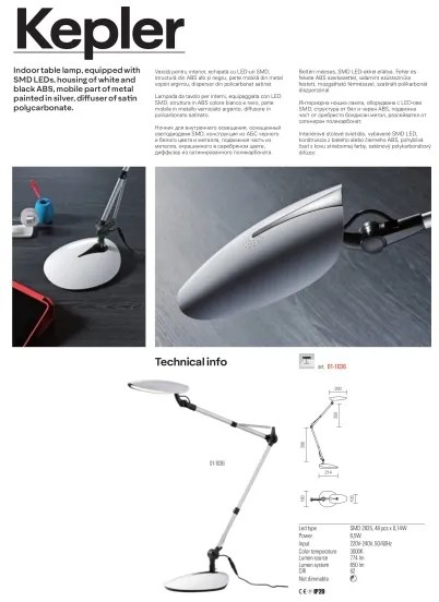 Redo 01-1036 - Lampă de masă LED KEPLER VEIOZA LED/6.5W/230V