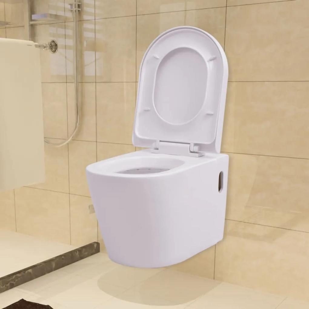 244270 vidaXL Vas toaletă cu montare pe perete, ceramică, alb