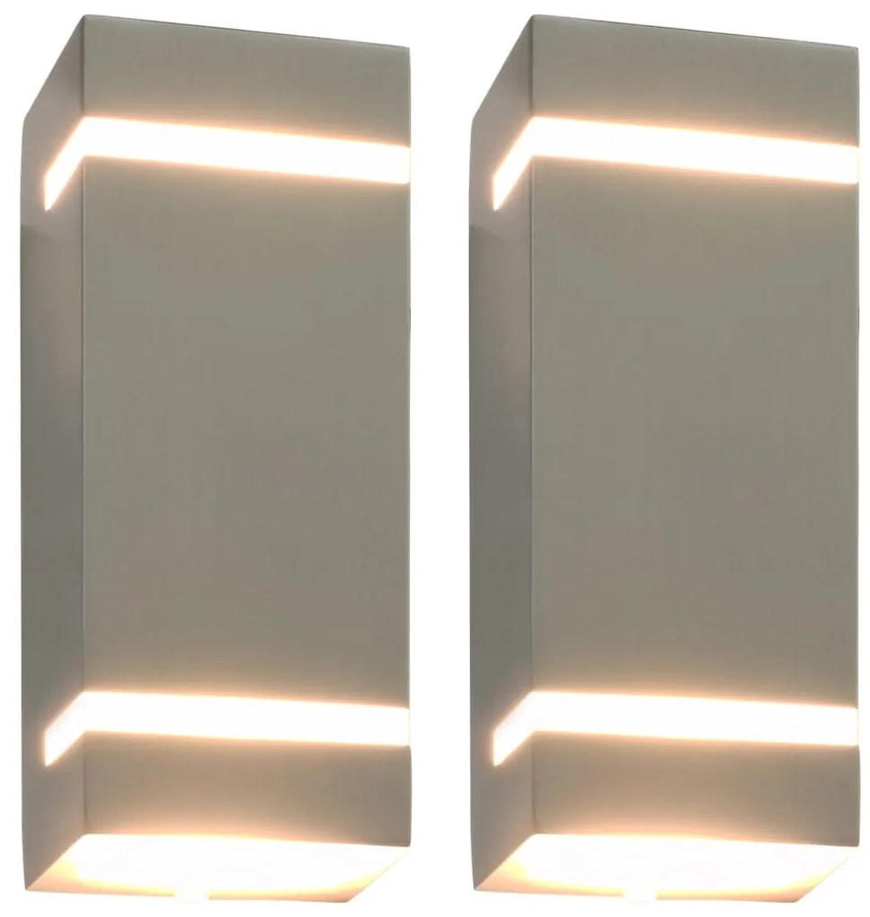 vidaXL Lămpi de perete de exterior 2 buc. argintiu 35 W dreptunghiular