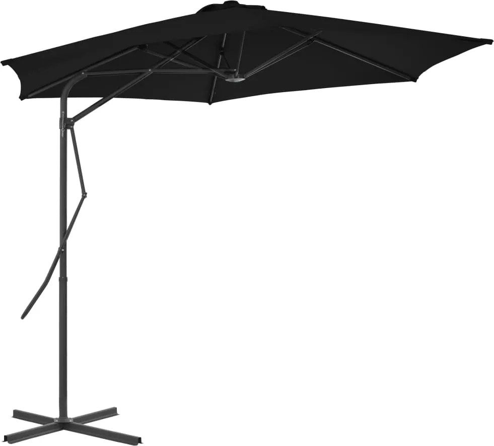 vidaXL Umbrelă de grădină, stâlp din oțel, negru, 300x230 cm
