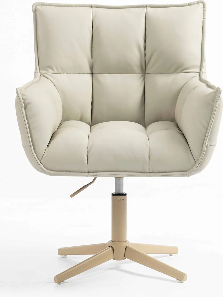 HR560CROSS Scaun Ecru Piele Ecologica Premium Soft cu Bază Crem