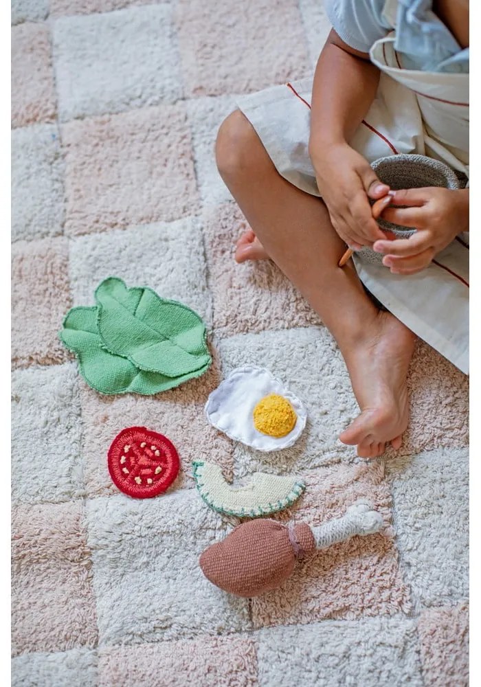 Covor roz deschis/crem lavabil/țesut manual din bumbac 120x160 cm Kitchen Tiles Rose – Lorena Canals