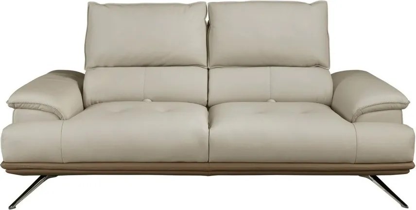 Canapea 2 locuri, tapitata cu piele naturala, spatar rabatabil Grey taupe