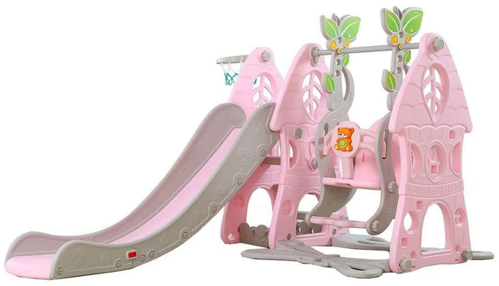 Tobogan 3 in 1 Pentru Copii NOVOKIDS™ Wonder Slide , cu Leagan, Pentru Interior si Exterior, 187 centimetri panta alunecare, Maxim 40 Kg, Cos de