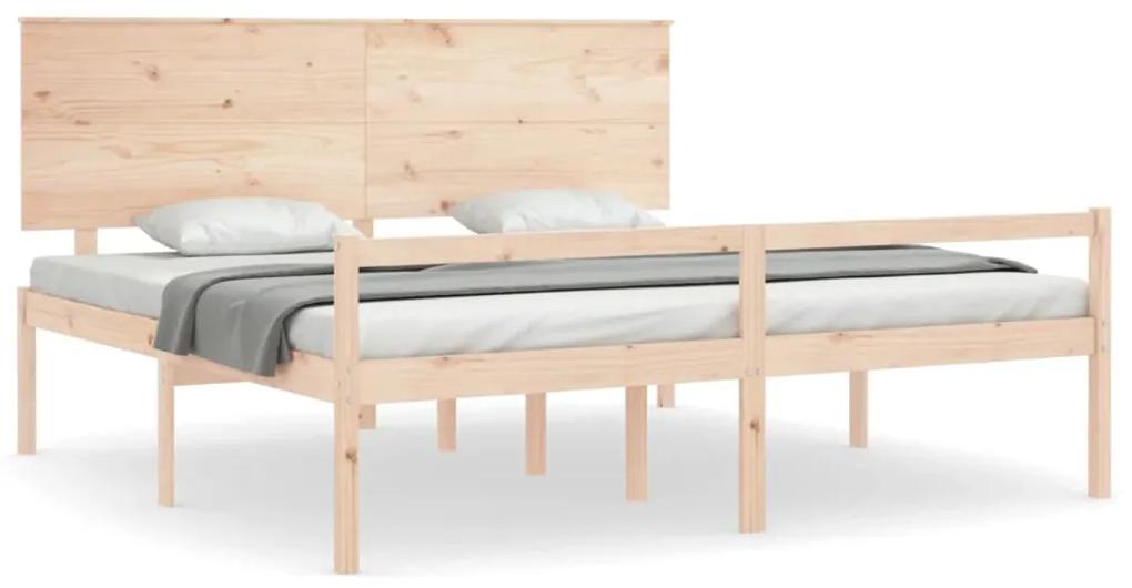 3195501 vidaXL Cadru de pat senior cu tăblie, 200x200 cm, lemn masiv