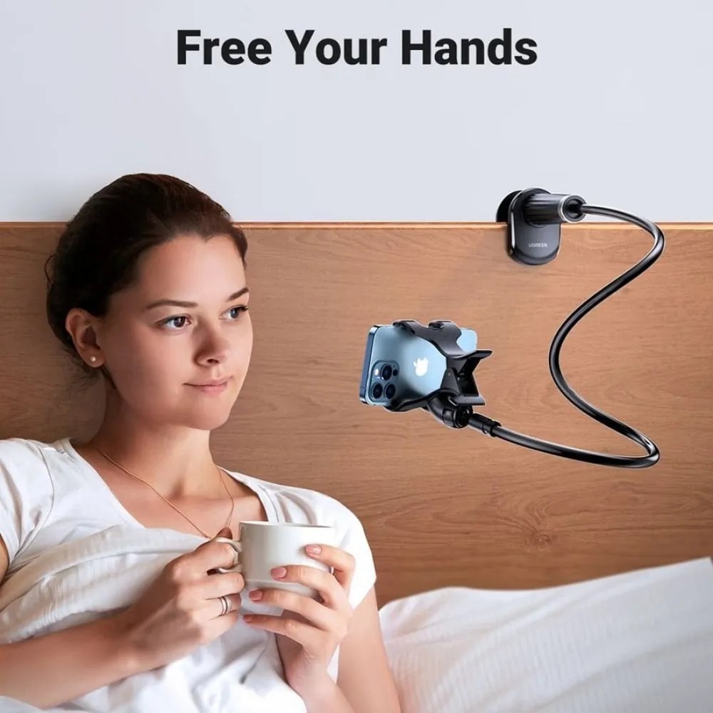 Suport de telefon brat flexibil de 90cm, fixare cu clips,negru UGREEN