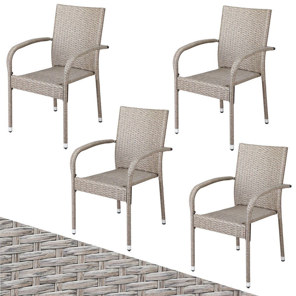 Deuba Scaune de ratan Comfort 4 buc - crem