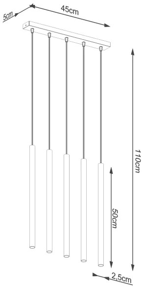 Lustră pe cablu Sollux SL.1173 PASTELO 5xG9/8W/230V auriu