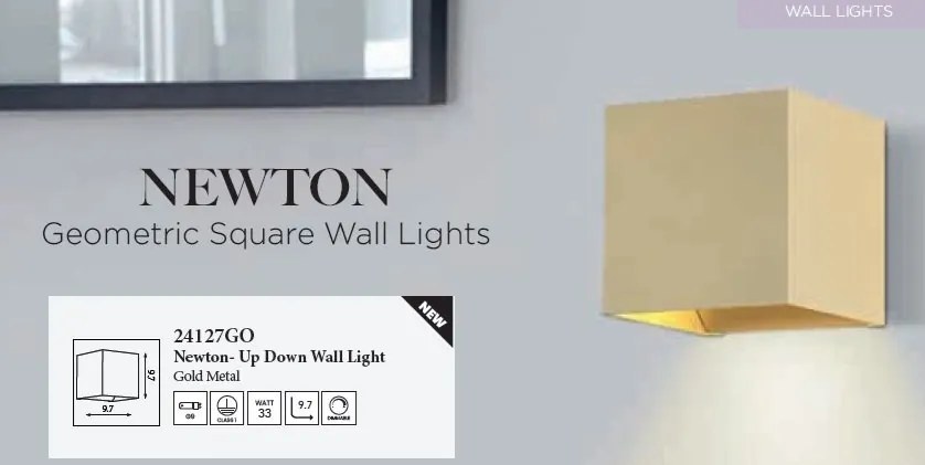 Aplica iluminat ambiental metal auriu Newton Square