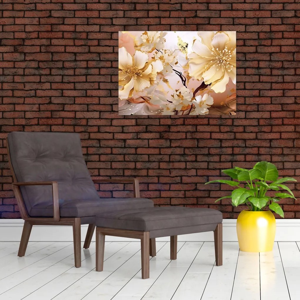 Tablou - Flori de aur (70x50 cm)