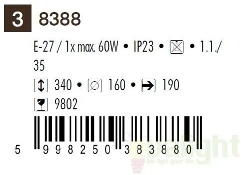 Aplica de perete exterior IP23, down light, auriu antic Sydney 8388 RX