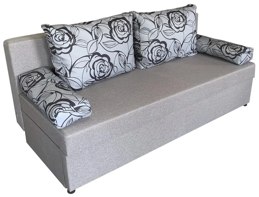 Canapea extensibila Odessa 185x85x80 cm, cu lada de depozitare, Grey Flower