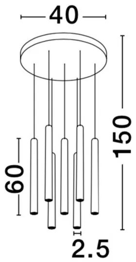 Lustra cu 7 pendule LED design modern ULTRATHIN negru