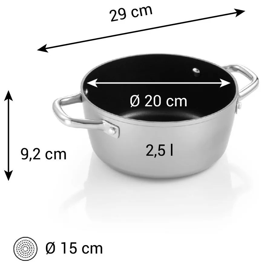 Tescoma Casserole GrandCHEF+ diametru 20 cm, 2,5 l, diam. 20 cm