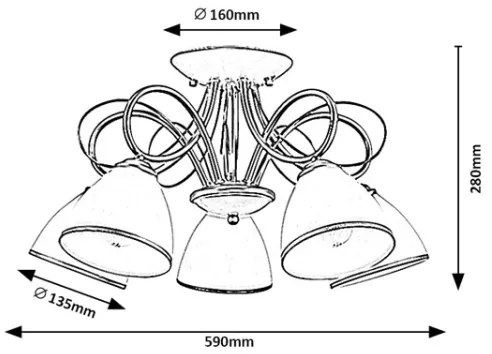 Brilagi - Plafonieră aplicată FRED, 5x E27 / 60W / 230V, Ø 59 cm, auriu