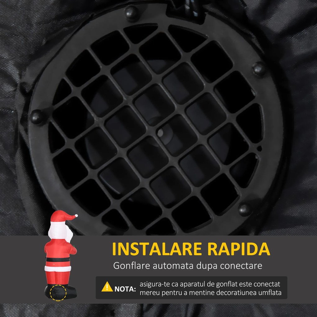 Outsunny Mos Craciun gonflabil, afisaj in aer liber cu LED pentru curte pentru petrecere in gradina.