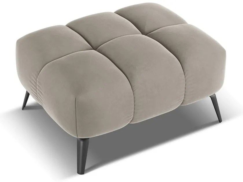 Taburet bej cu tapițerie din catifea Nalu – Makamii