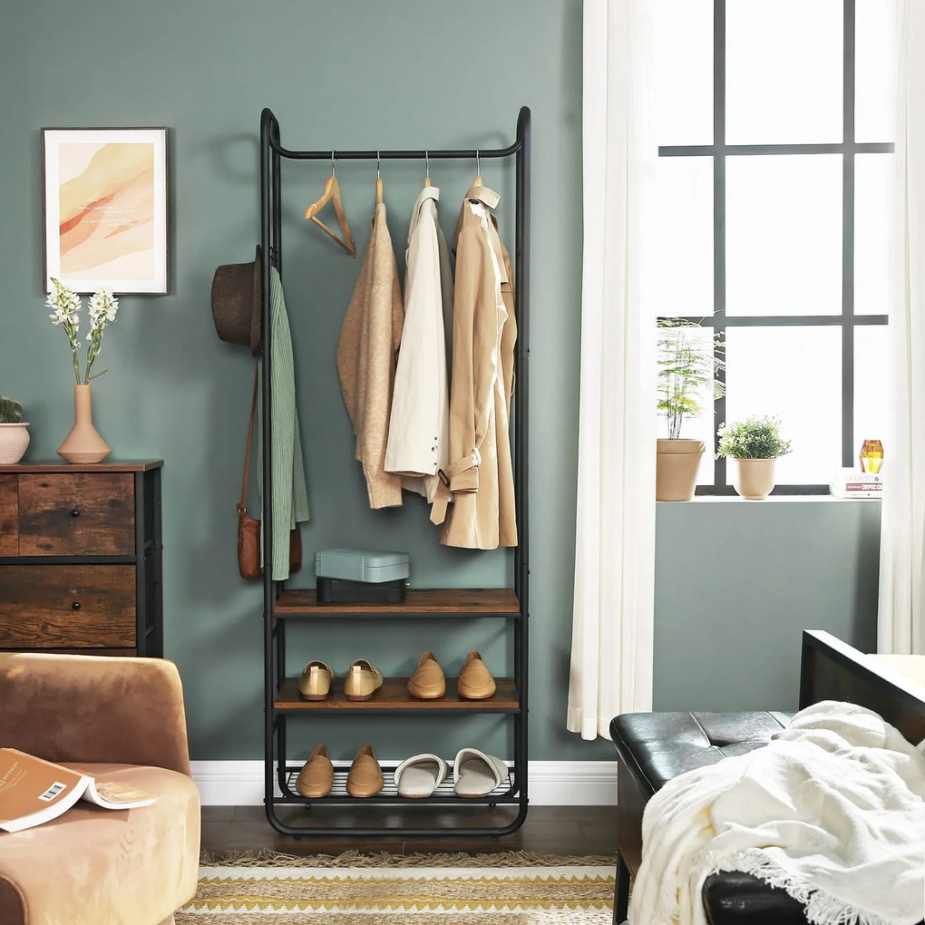 Perete de hol TAYLOR cu dulap de pantofi 181x58 cm, rustic maro