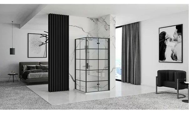 Cabina de dus dreptunghiulara cu usa pliabila Rea Molier 90x80 negru