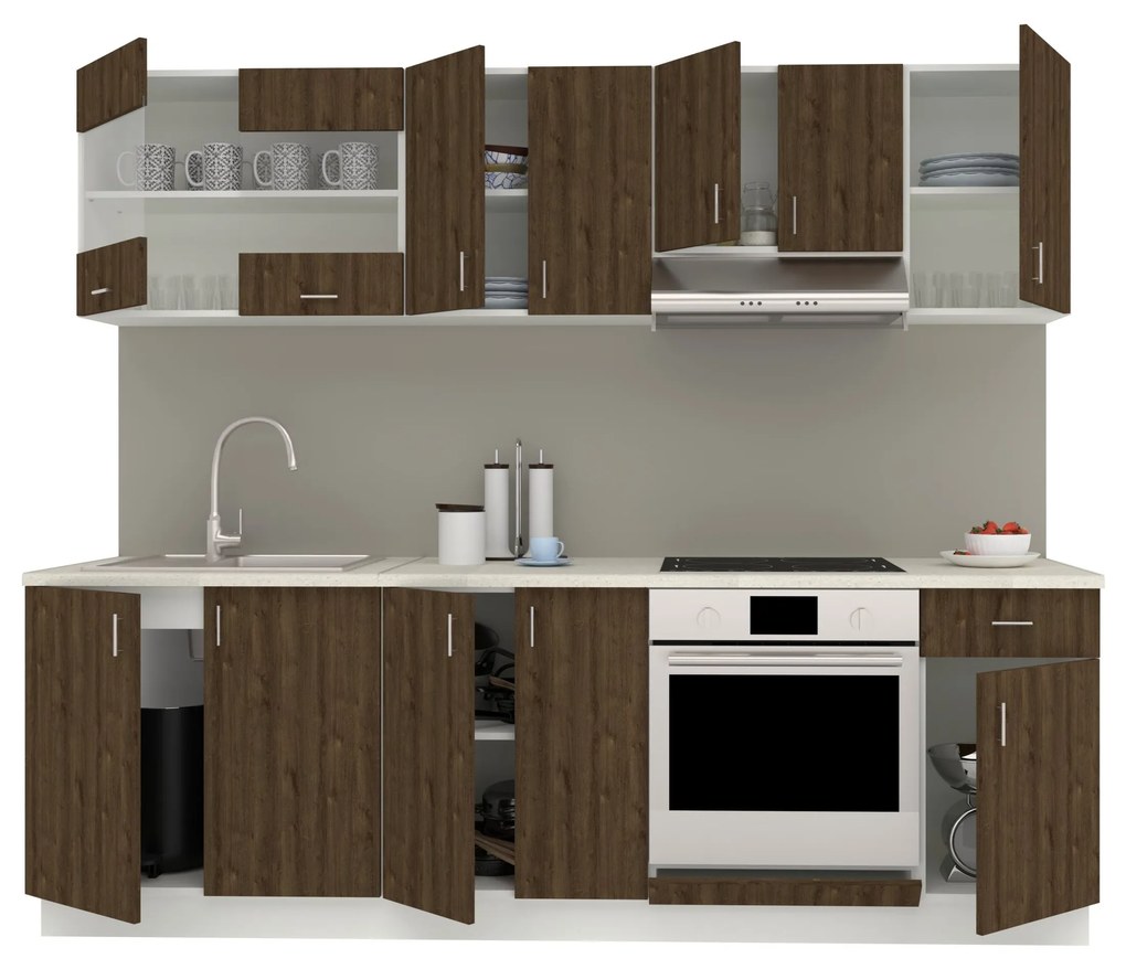 Set haaus V15, Stejar Bronz/Alb, Blat Thermo 28 mm, L 240 cm