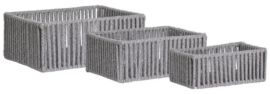 Coșuri Arese, bumbac/metal, gri, 3 buc