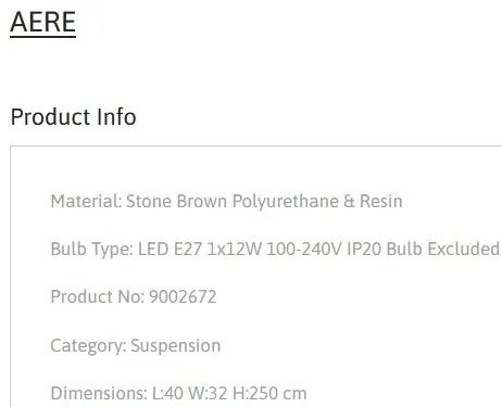 Lustra suspendata design modern, Stone Brown, AERE, L 40cm