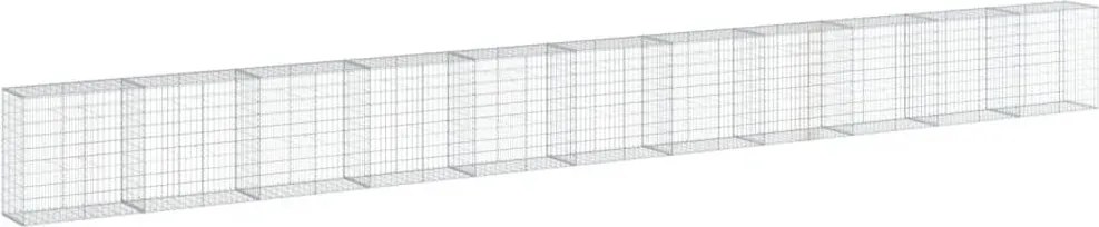 vidaXL Coș gabion cu capac, 1100x50x100 cm, fier galvanizat