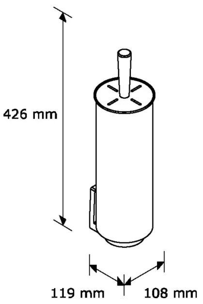 Perie de toaletă cu suport de perete acoperit II, oțel inoxidabil mat