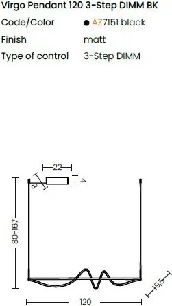 Lustra LED suspendata design modern VIRGO 3-STEP DIMM