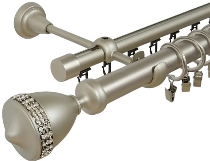 Galerie dubla vienna , teava neteda si profil,grosime 25 si 19mm, crom mat (Alege marime: 320 cm)