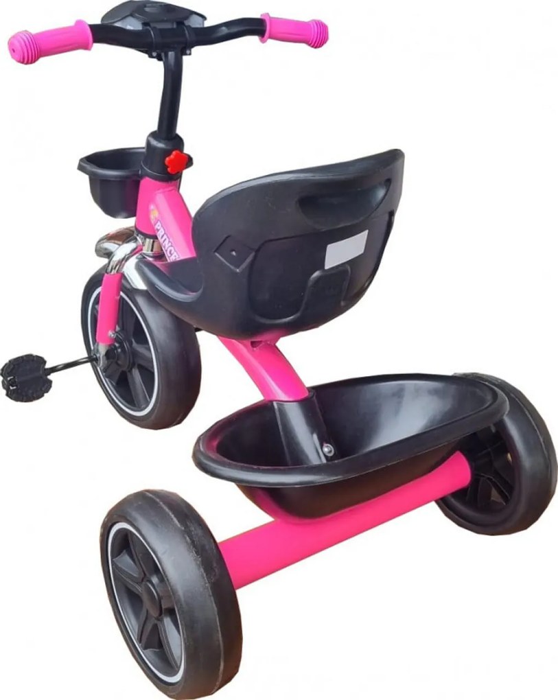 Tricicleta cu pedale NOVOKIDS™ Falcon Trike, Cu melodii si lumini, Max 30 kg, Roti din spuma cauciucata EVA, Cadru metalic, Model motocicleta, Roz