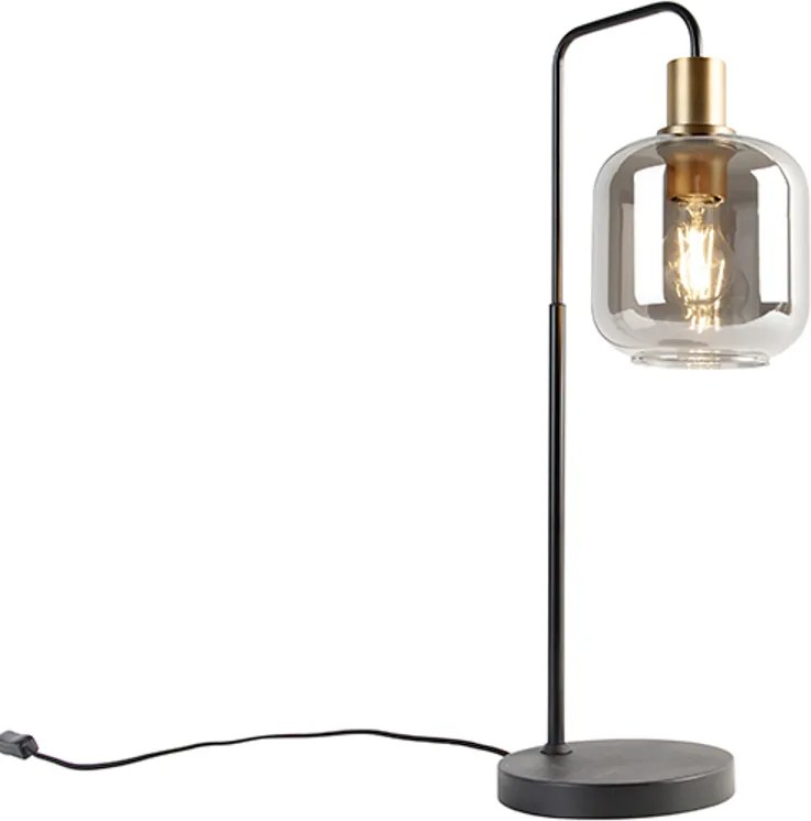 Lampa de masă de design neagră cu sticlă aurie și fum - Zuzanna