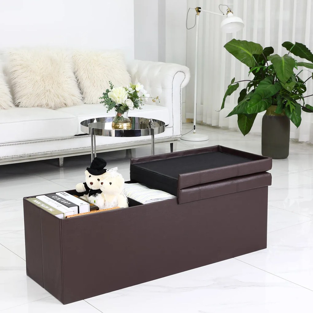Deuba Cutie depozitare cu capac rabatabil maro - 115x38x38cm