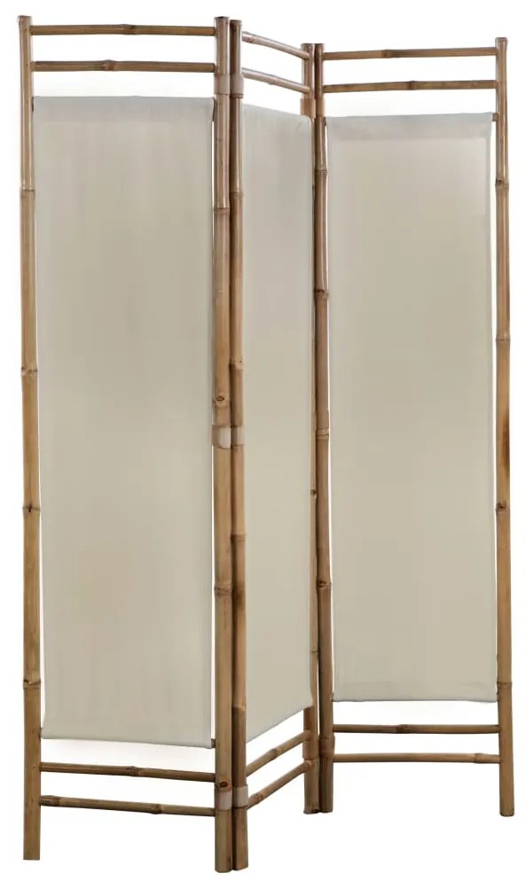 43716 vidaXL Paravan de cameră cu 3 panouri, pliabil, bambus și pânză, 120 cm