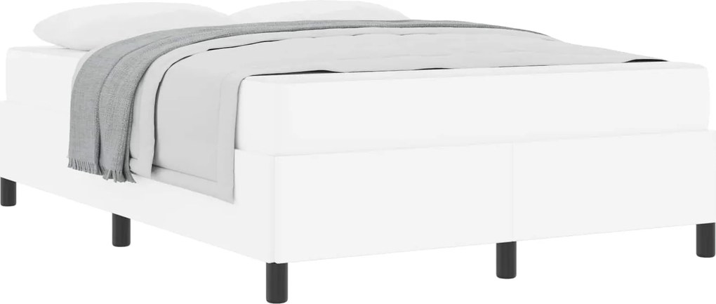 vidaXL Cadru de pat cu saltea Alb 160 x 200 cm țesătură