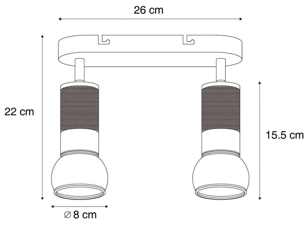 Spot rotund de plafon bronz închis cu 2 lumini reglabil - Veerle