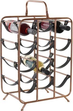 Suport de sticle din metal si piele " Wine Rack "
