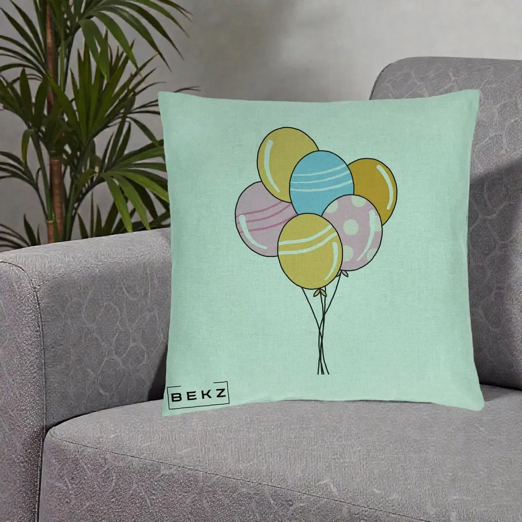 Perna Decorativa Baloane Petrecere, 40x40 cm, Verde Menta, Husa Detasabila, Perna Inclusa, BEKZ®
