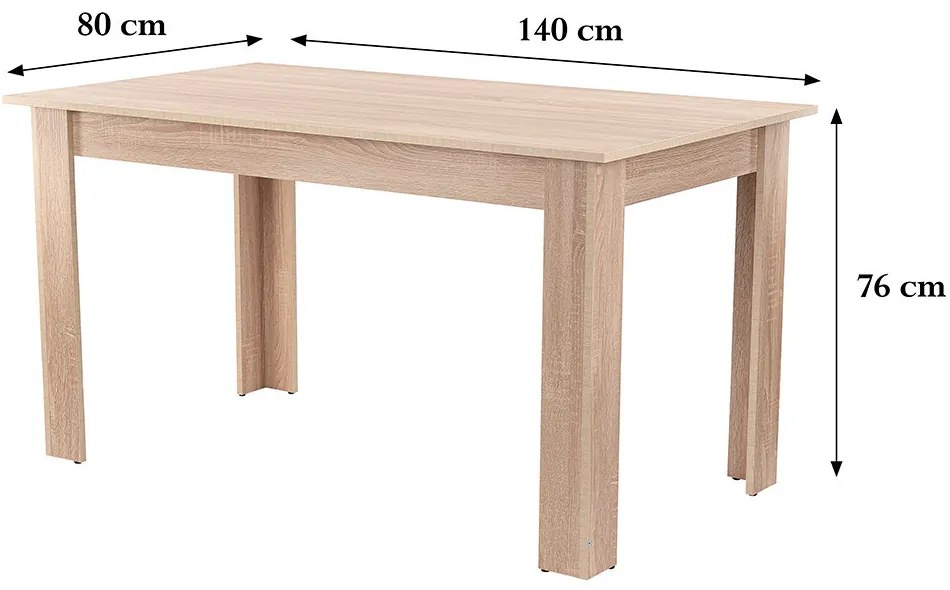 Masă de dining Yorki Standard 140x80 cm stejar sonoma