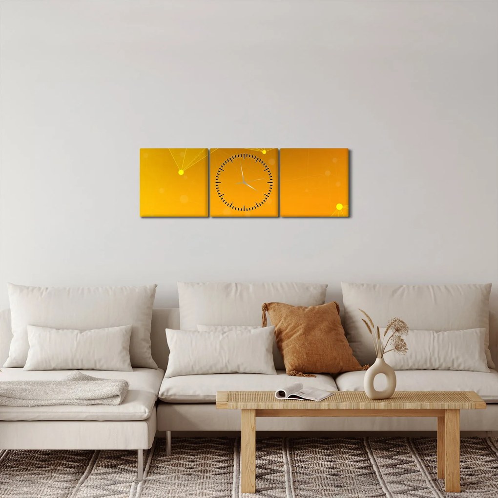 Tabloul abstract galben (cu ceas) (90x30 cm)