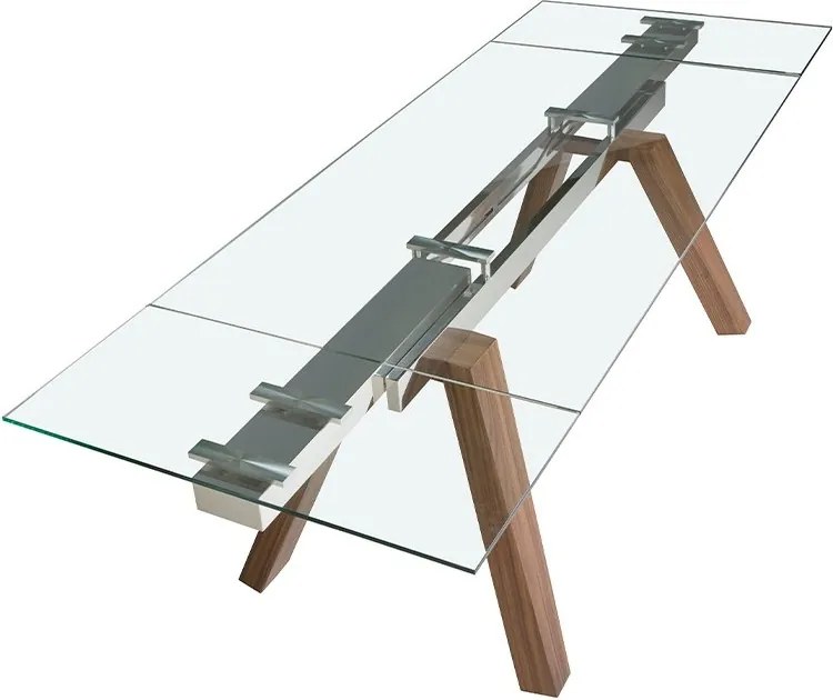 Masa extensibila deosebita design LUX Walnut-Glass 160-240x90cm