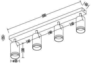 Spot PIPE 4xGU10/10W/230V negru